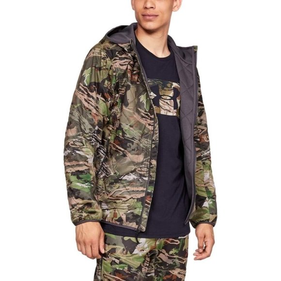 Under Armour Jacket Mens XXL 2XL Brow Tine Hooded Zip Forrest Camo H20 Repellent - Picture 3 of 5